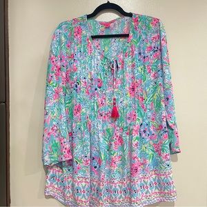Lilly Pulitzer Mariliana tunic top size XL 3/4 sleeve women